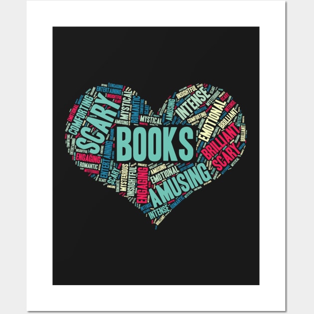 Book Lover Gift Reading Bookworm Heart product Wall Art by theodoros20